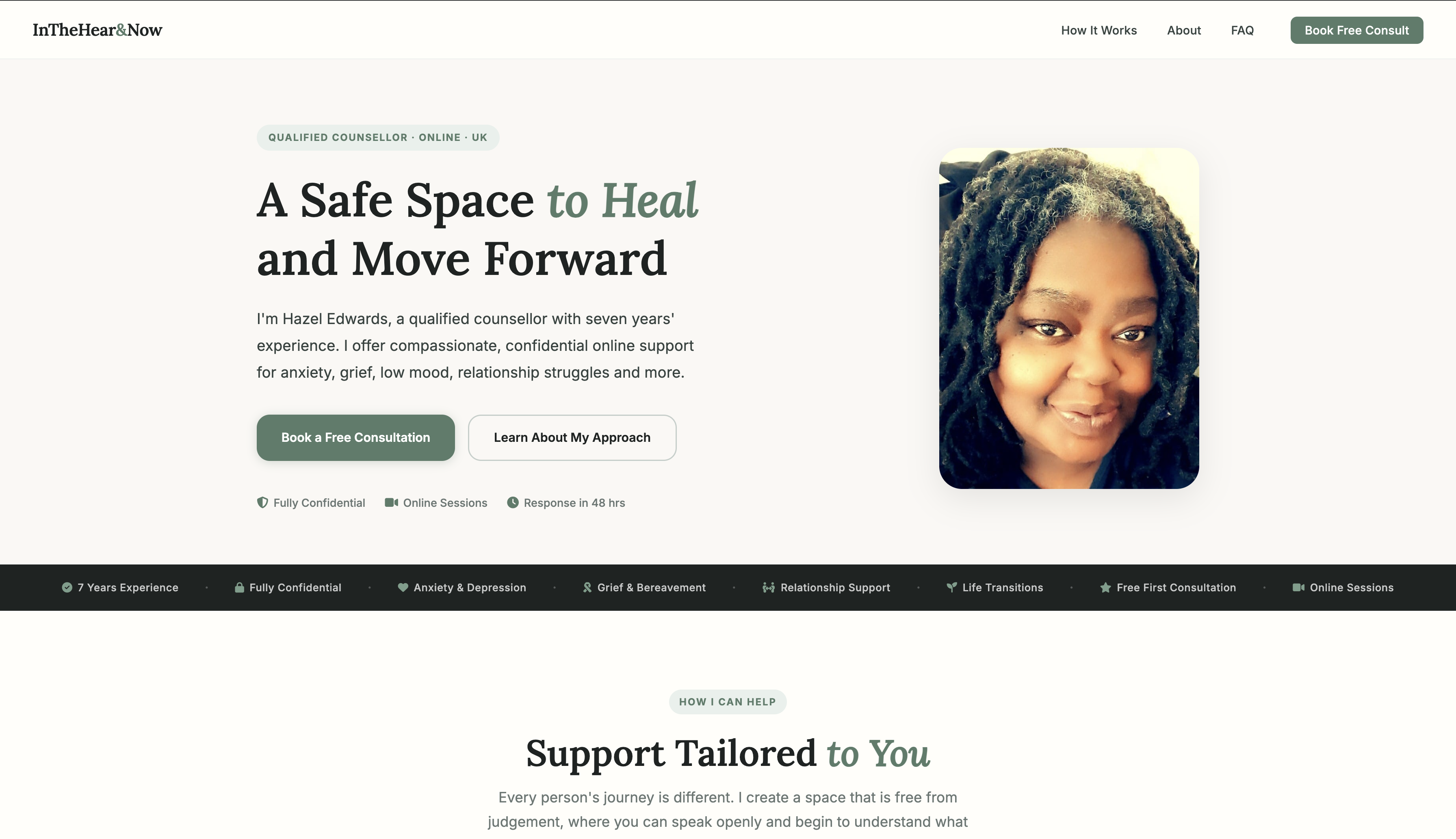 In The Hear & Now website — counselling and therapy practice